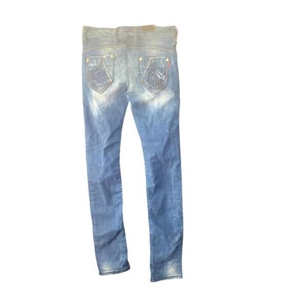 NEW CIPO & BAXX women's hand-embellished vintage jeans in blue